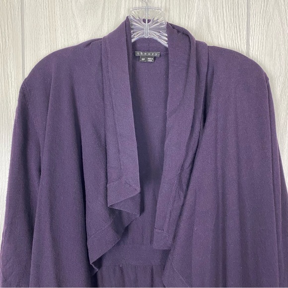 Theory | Wool Blend Maritza B. New Steady Drape Front Cardigan in Purple - Picture 6 of 13
